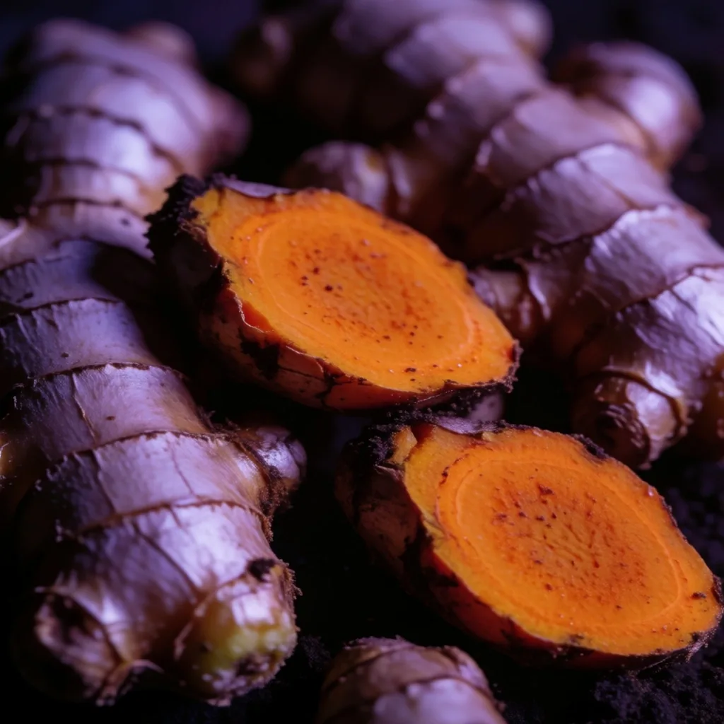 Fresh ginger and turmeric roots